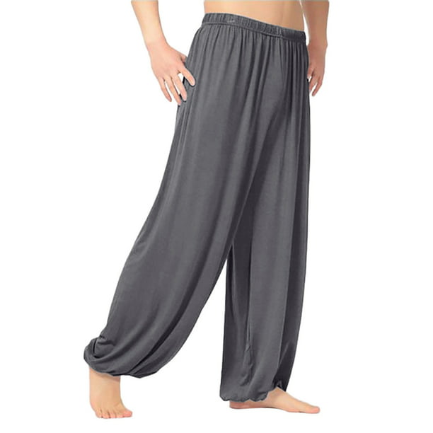 Men Yoga Pants Solid Color Casual Baggy Trousers Belly Dance Slacks Harem Pants